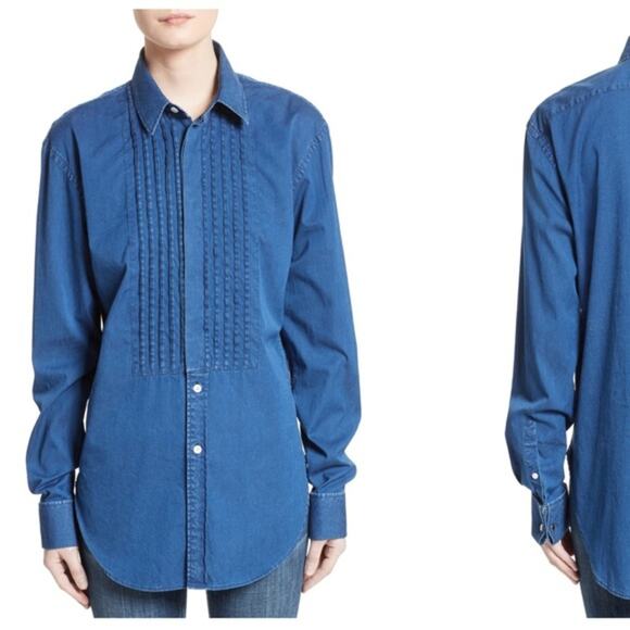 Burberry Jaden Pintuck Denim Shirt - Picture 1 of 8
